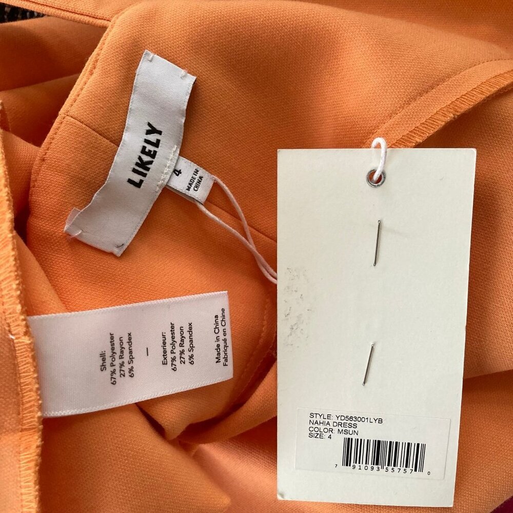 NWT Likely Nahla Bodycon Mini Dress Mandarin Sun $168 Womens 4 - Picture 11 of 12